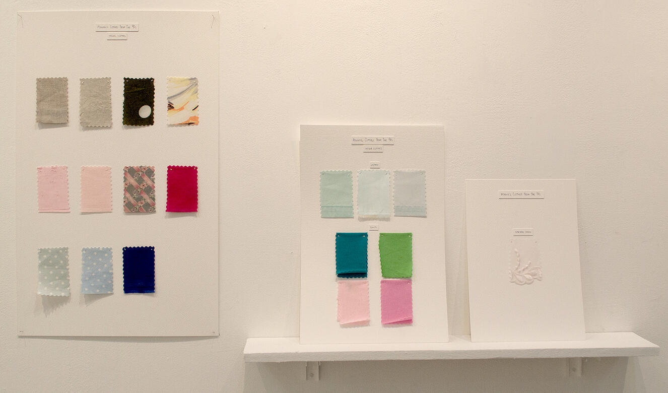 Swatch Catalog (From Mommy) - Textile on paper board - 22 x 14 inches, 15 x 10 inches, 11 x 8 inches - 2017