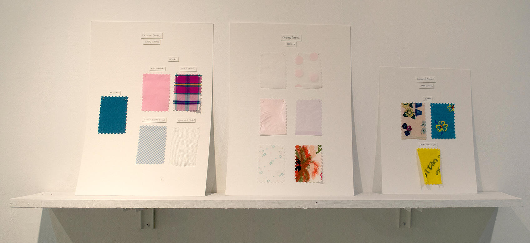 Swatch Catalog (Childhood Clothes) - Textile on paper board - 15 x 10 inches (each), 11 x 8 inches - 2017