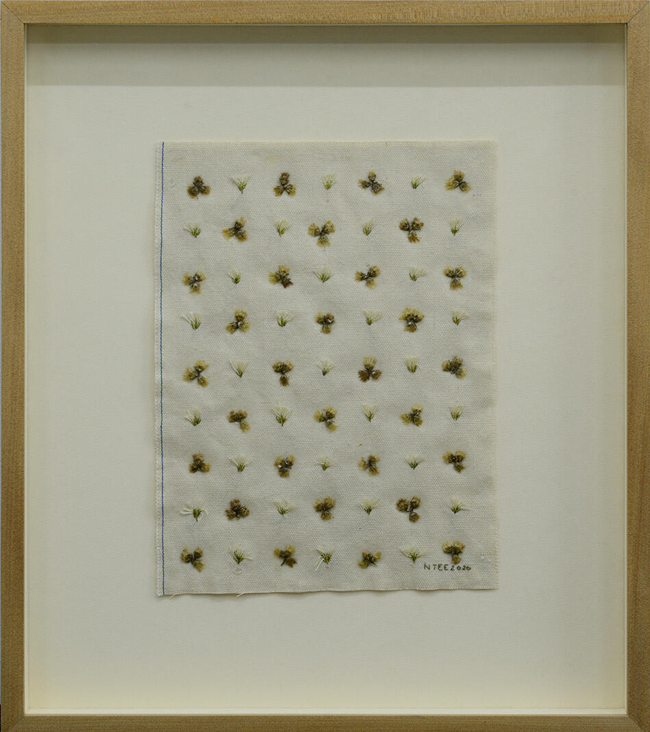 Flower Arrangements - Dried flowers and embroidery on canvas - 16.5 x 14.5 inches (FS) (each) - 2020 for &quot;ALT Philippines 2020&quot; (photo courtesy of West Gallery)