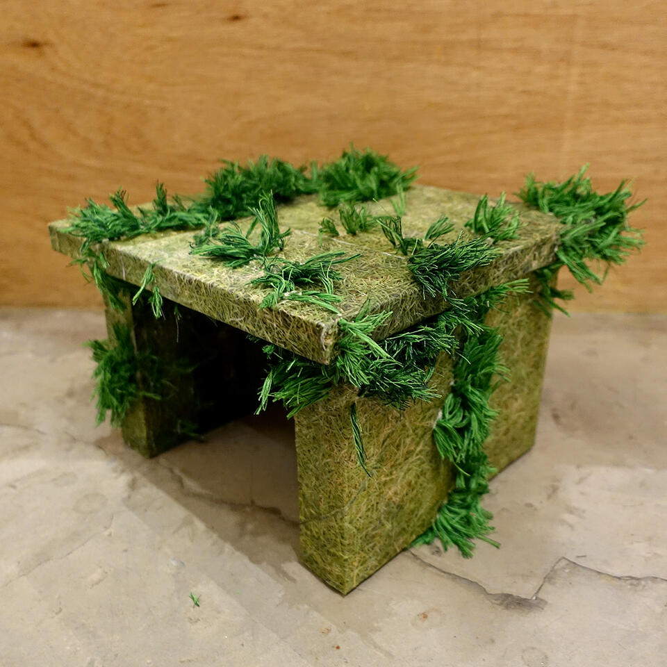 Patch of Grass - Thread, photo transfer, wood - 10 x 10 x 7 inches - 2019 for &quot;Ai x Aphro BangkoXBangkito&quot;, Aphro