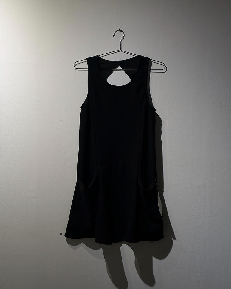 Little Black Dress - Dress sewn by artist, handwritten note - 2019 for &quot;blackgreywhite&quot;, Underground Gallery