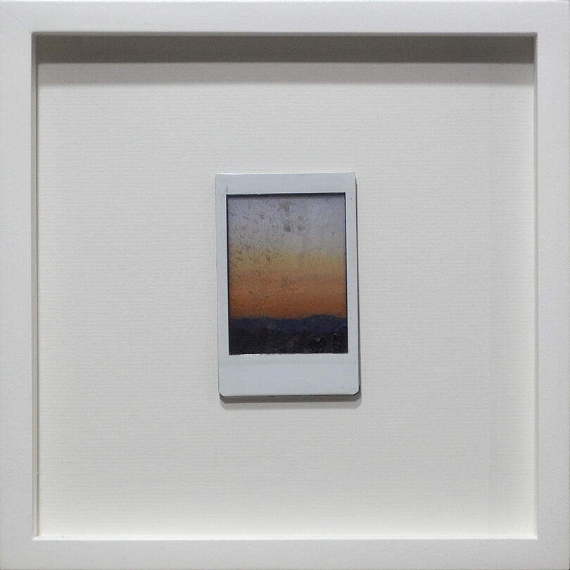 In Between the View and You - Instax, stained plexiglass - 8.5 x 8.5 inches (FS) - 2019 for &quot;Art Fair Philippines 2019&quot;, Silverlens Galleries (photo courtesy of Silverlens Galleries)
