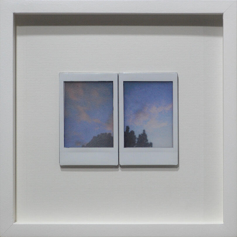 In Between the View and You - Instax, stained plexiglass - 8.5 x 8.5 inches (FS) - 2019 for &quot;Art Fair Philippines 2019&quot;, Silverlens Galleries (photo courtesy of Silverlens Galleries)