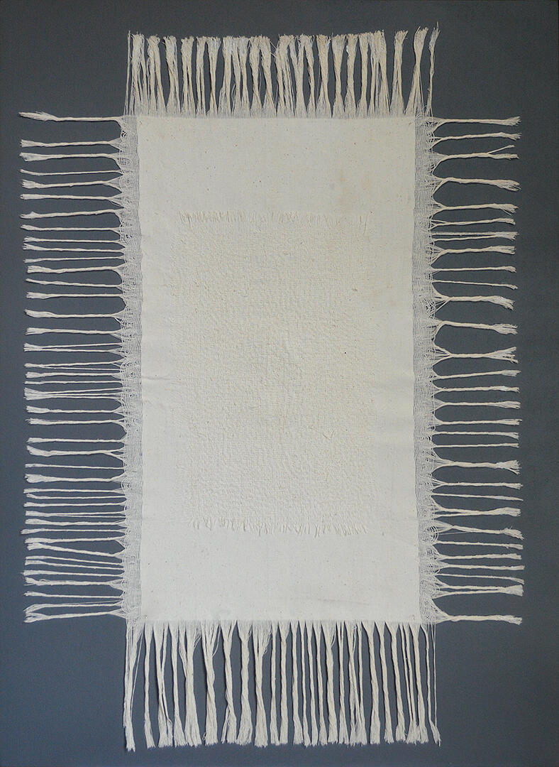 Self-Help - Unravelled canvas thread on canvas - 37 x 27 inches (FS) - 2018 for &quot;Art Fair Philippines 2018&quot;, Finale Art File