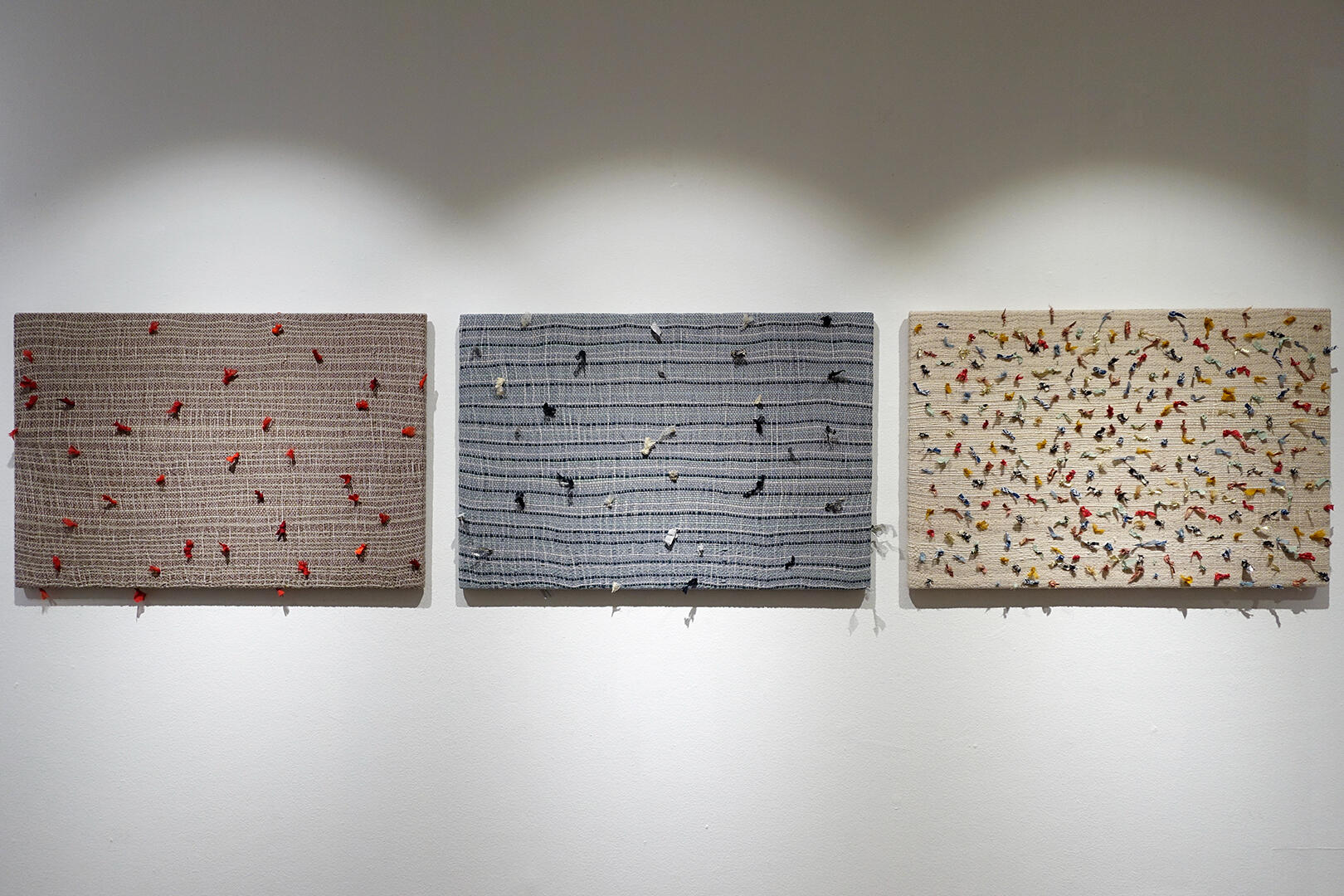 Fall, Winter, Spring - Woven yarn and fabric - 2 x 3 feet (each) - 2018 for &quot;Death Cleaners&quot;, Artinformal