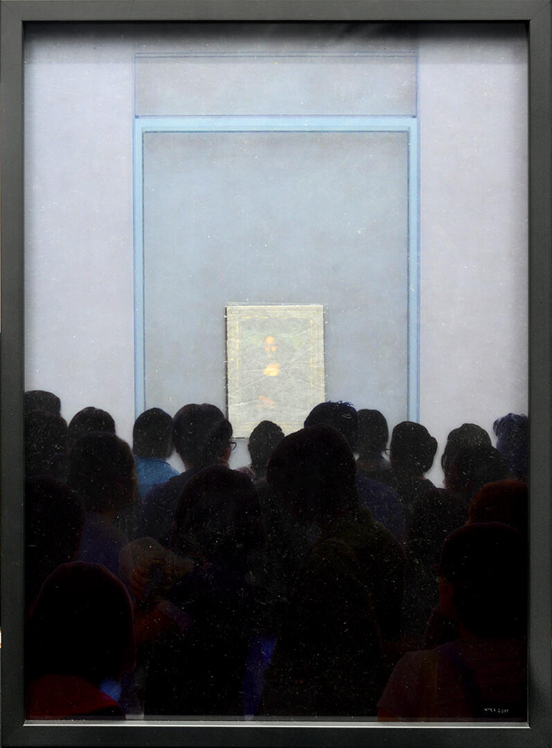 Everyone Came To See Her - Mixed media - 21 x 15.5 inches (FS) - 2017 for "New Works for The Mona Lisa Project", West Gallery (photo courtesy of West Gallery)