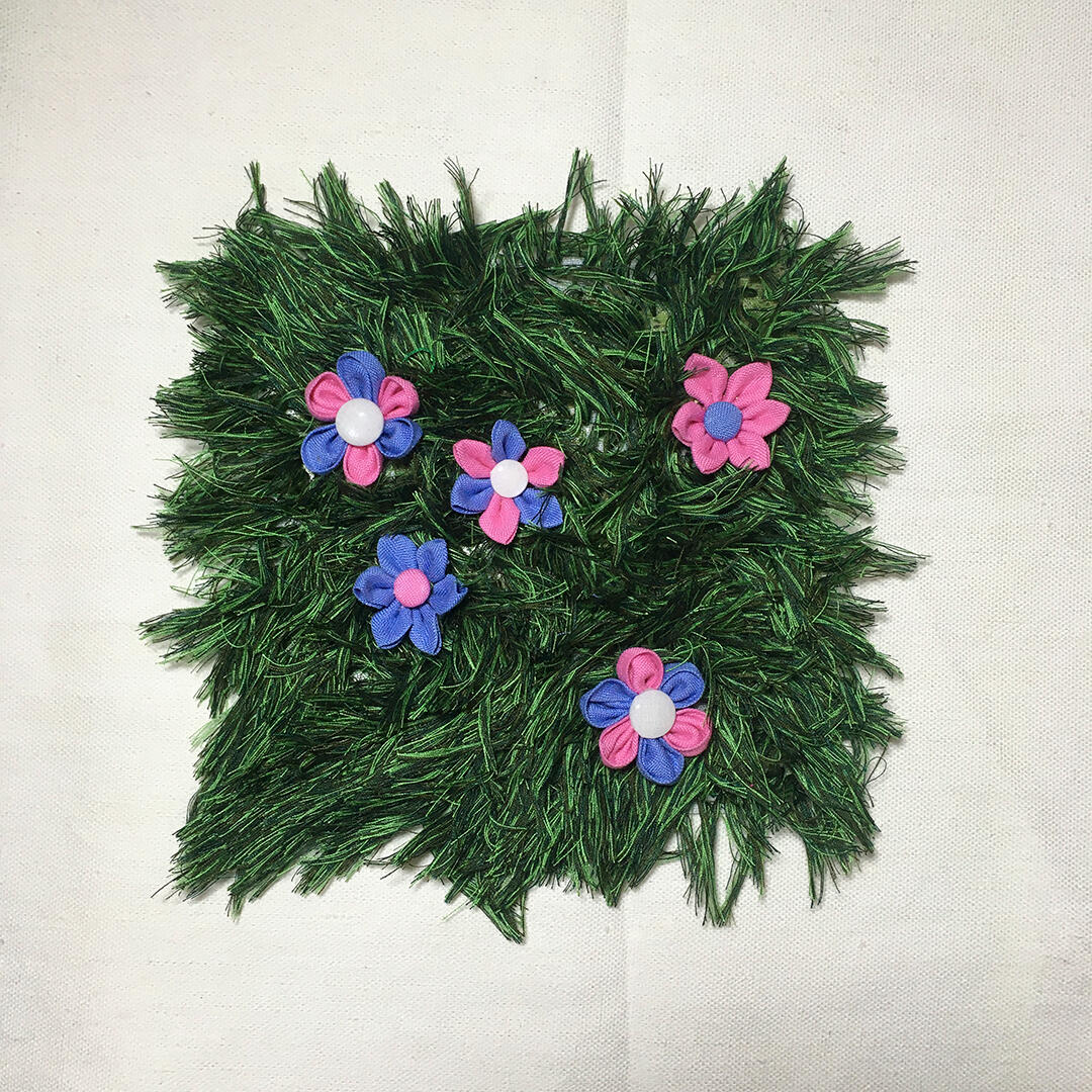 FOR ELLA: Flower Patch (Blue and Pink Hybrids) - Mixed media - 8 x 8 inches - 2020