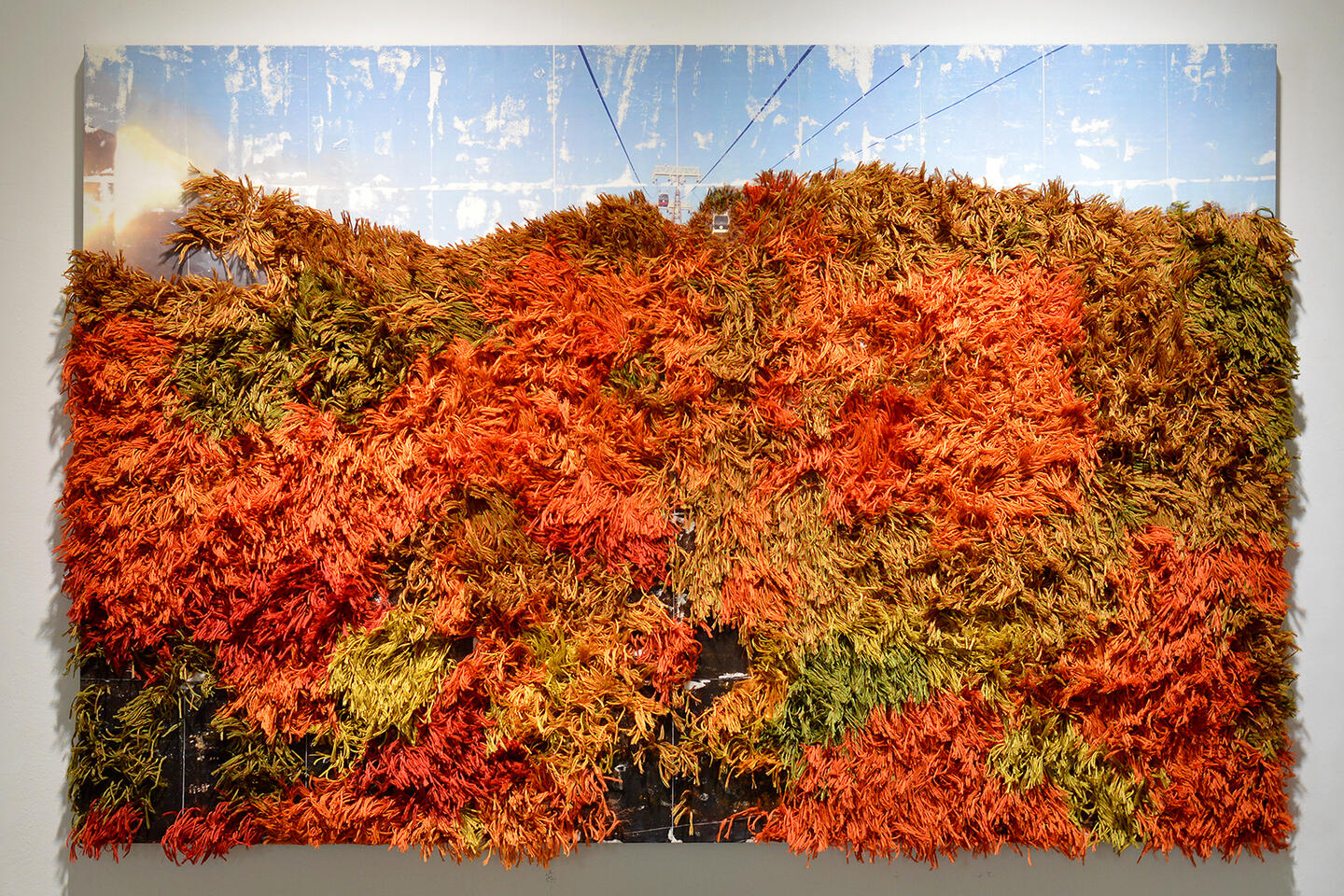 Autumn (Hakone 2018) - Thread and photo transfer on linen - 4 x 6 feet - 2021
