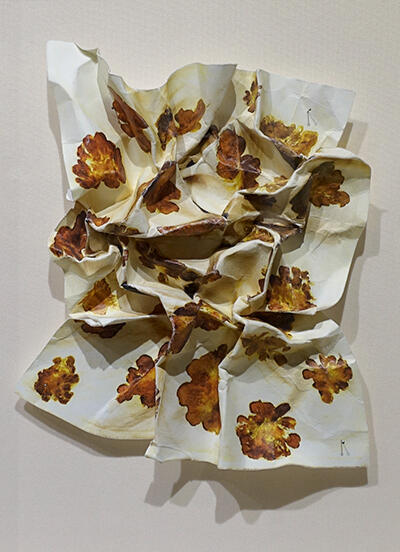 Picking Marigolds during Noon - Crumpled print - 18 x 14 inches (FS) - 2023