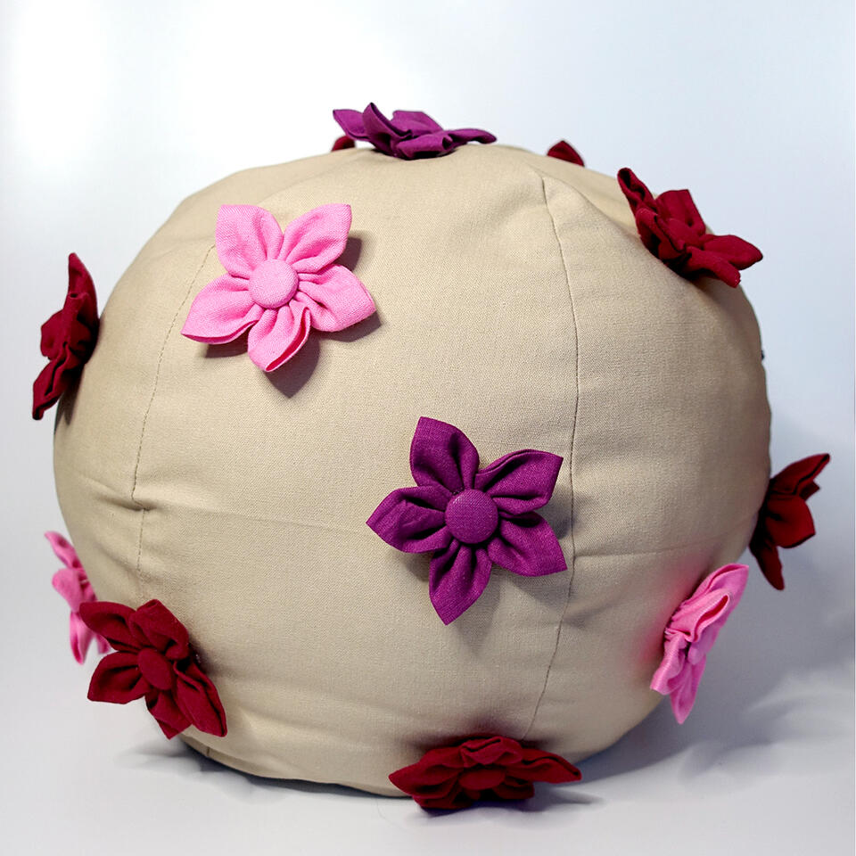 Rocks - Fabric flowers on cotton linen and fiberfill - Approx. 12 x 12 x 12 inches - 2023