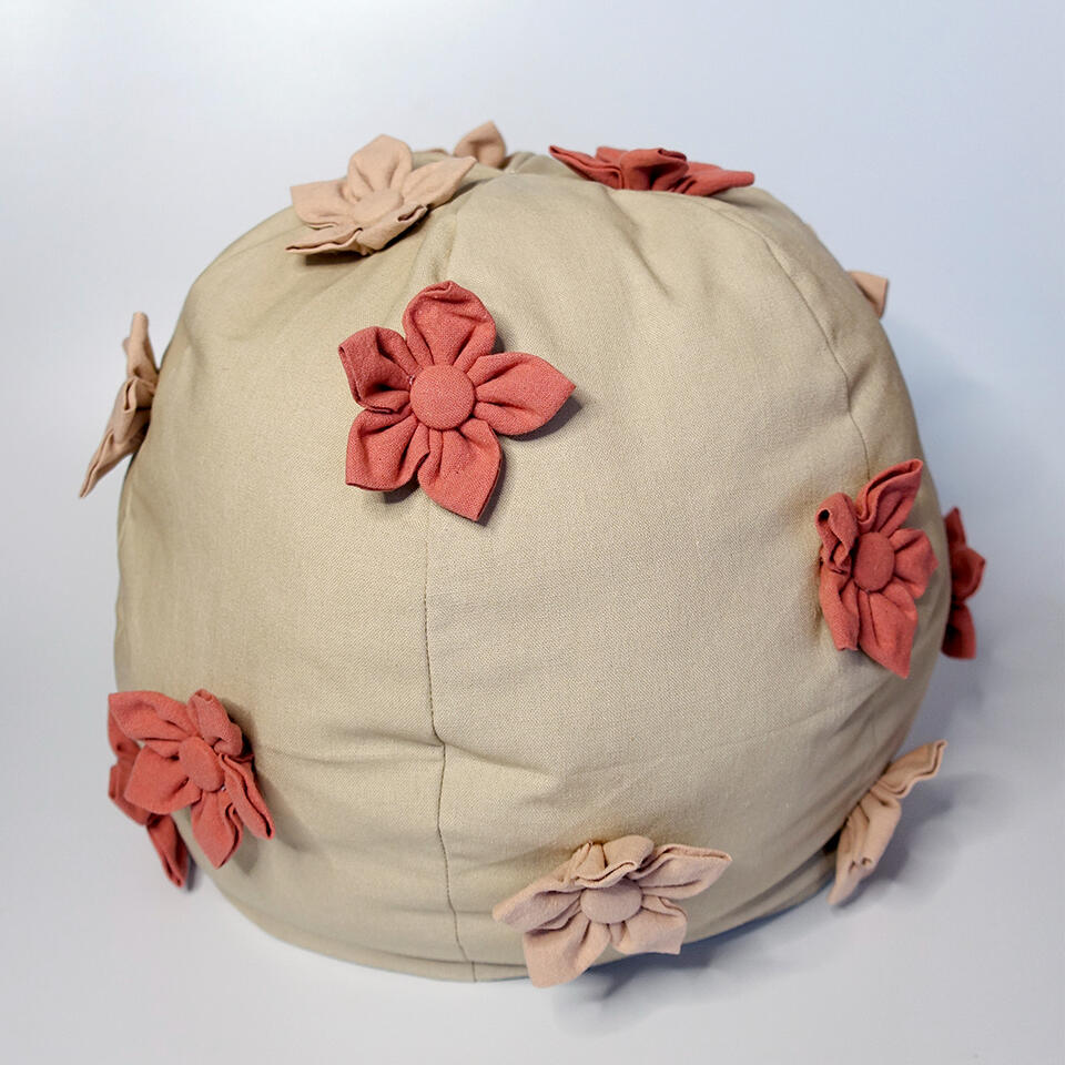 Rocks - Fabric flowers on cotton linen and fiberfill - Approx. 12 x 12 x 12 inches - 2023