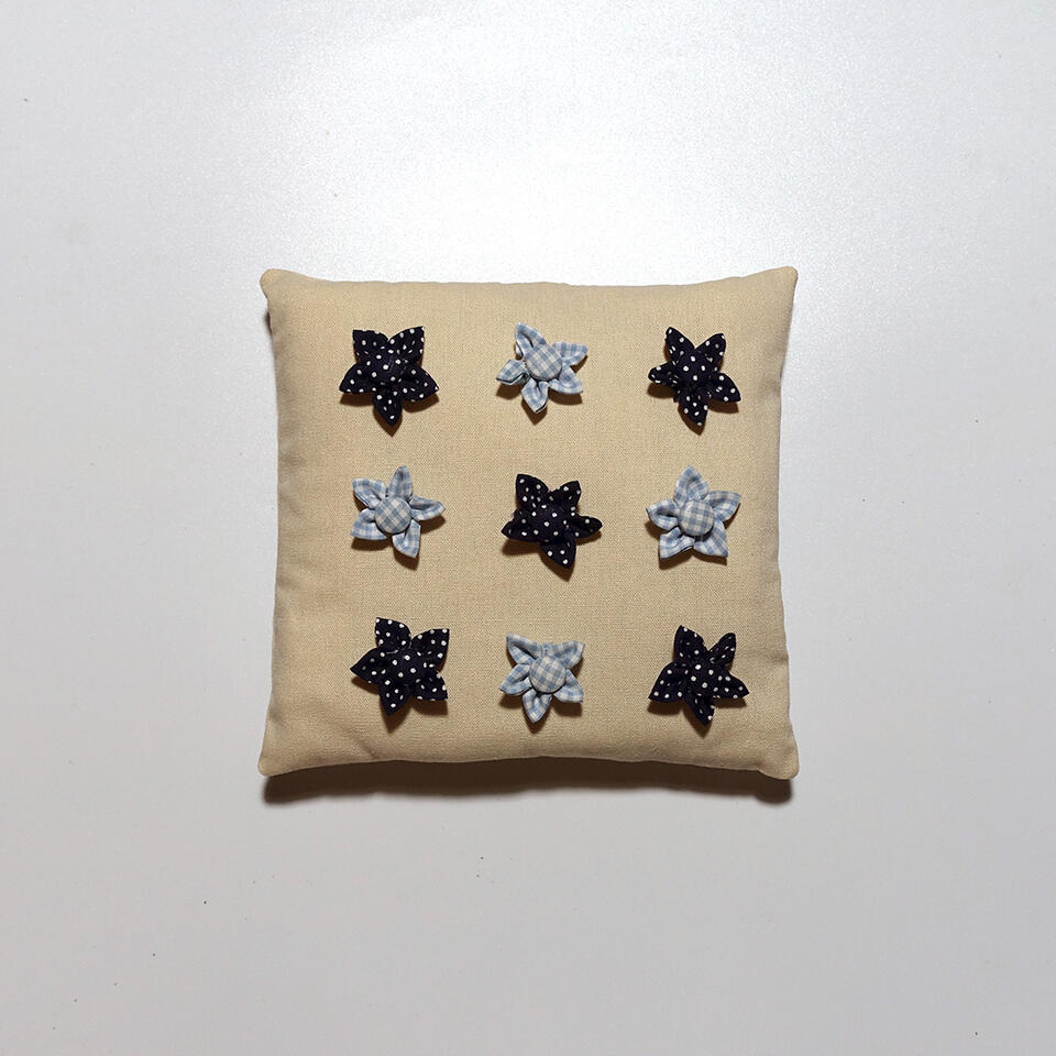 Flower Bed - Fabric flowers on cotton linen and fiberfill - 7 x 7 inches - 2023