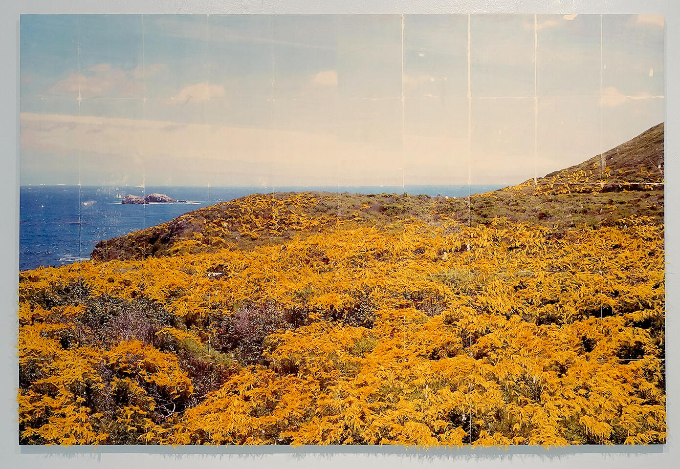 Golden (After Julia Barrameda) - Thread and photo transfer on linen - 4 x 6 feet - 2024