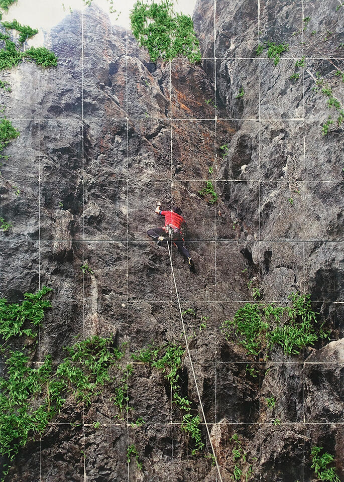 Weekends at Wawa: Dit Placing Ana - Thread and photo transfer on linen - 7 x 5 feet - 2025