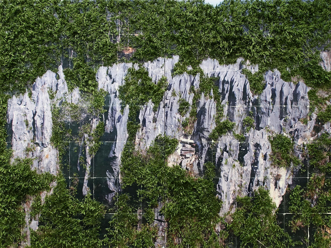 Closer to Heaven (After Jemima Yabes) - Thread and photo transfer on linen - 6 x 8 feet - 2025