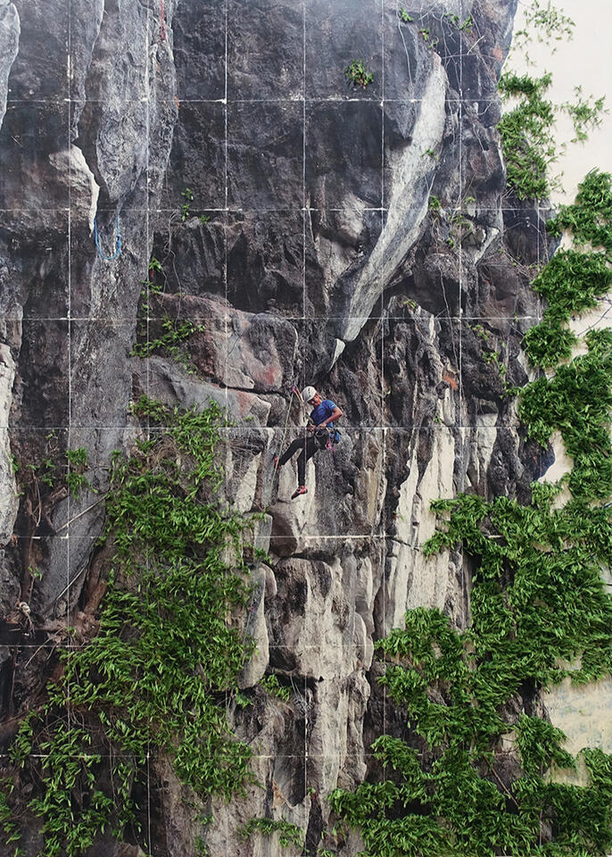 Weekends at Wawa: Louis After Placing Born Again - Thread and photo transfer on linen - 7 x 5 feet - 2025
